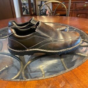 Skechers Men's Brown Leather Slip-On Loafers